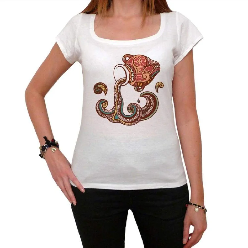 Aquarius zodiac sign, White Women's T-shirt, 100% cotton 00214