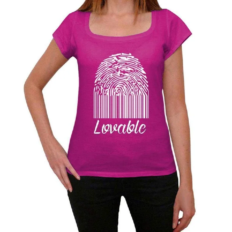 Lovable Fingerprint, pink, Women's Short Sleeve Round Neck T-shirt, gift t-shirt 00307