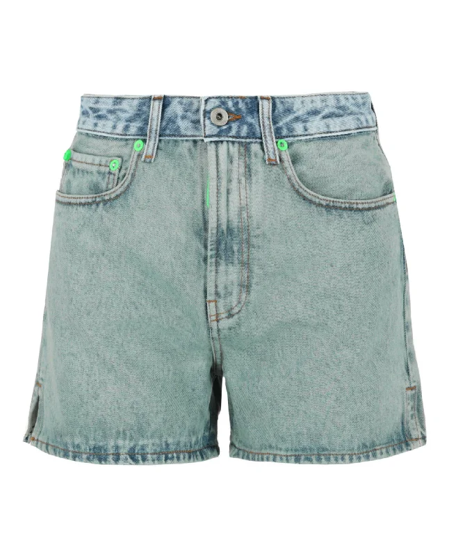 Marbled Denim Shorts