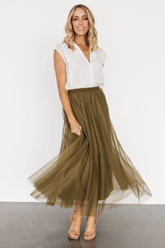 Mila Tulle Skirt | Olive