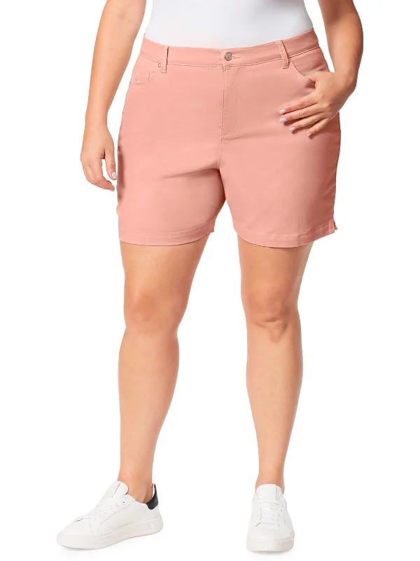 Plus Amanda Womens Classic Rise Slimming Casual Shorts