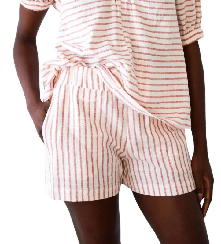 Pull On Shorts In Red Stripe