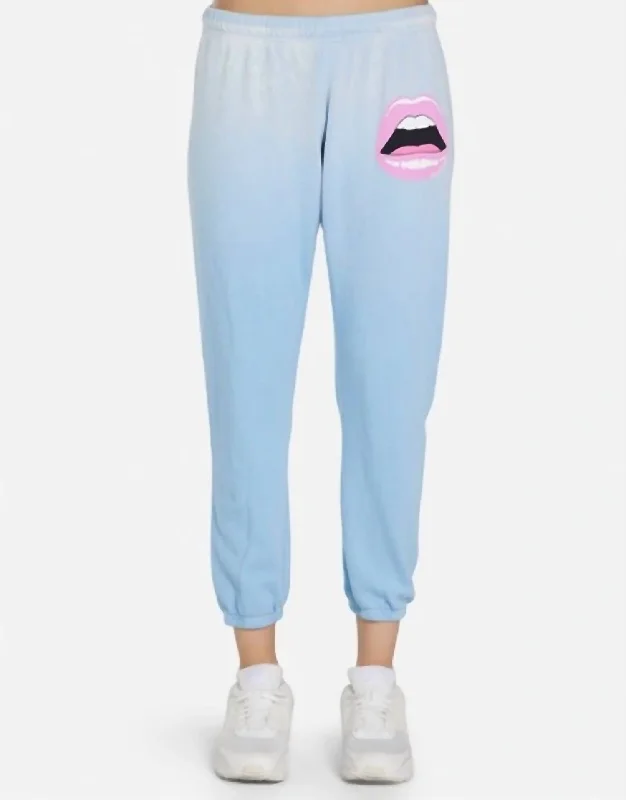 Alana Pant Pink Open Lip In Ice Blue Ombre