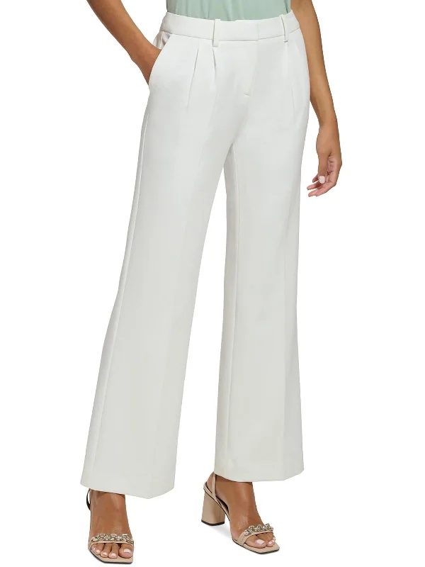 Petites Womens Pleated Crepe Dress Pants