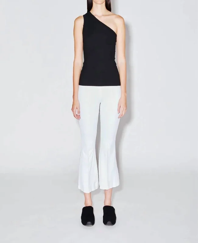 Pull On Cropped Flare Pants In White