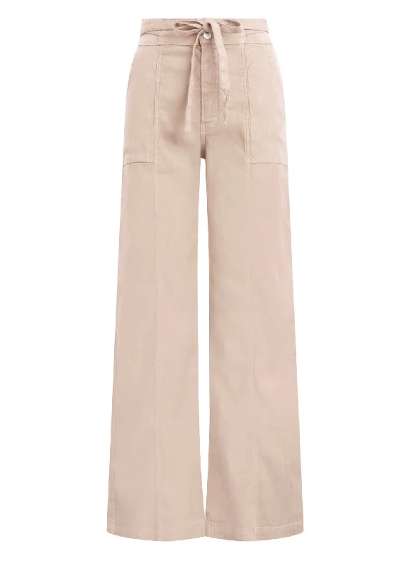 Tie Waist Wide Leg Trouser In Barefoot