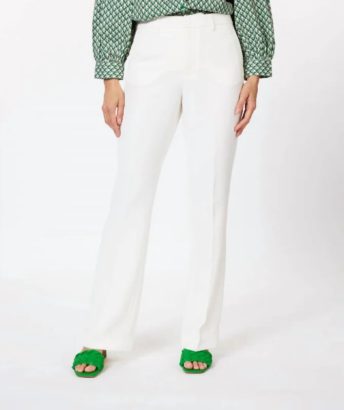 Wide City Stretch Trouser In Off White