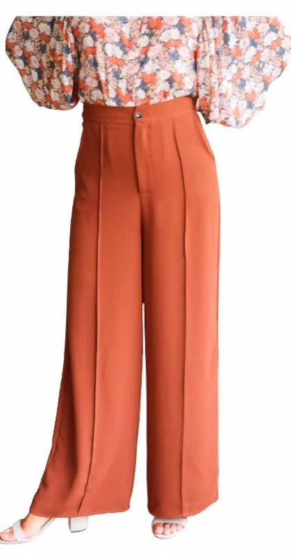 Woven Wide Pants In Caramel