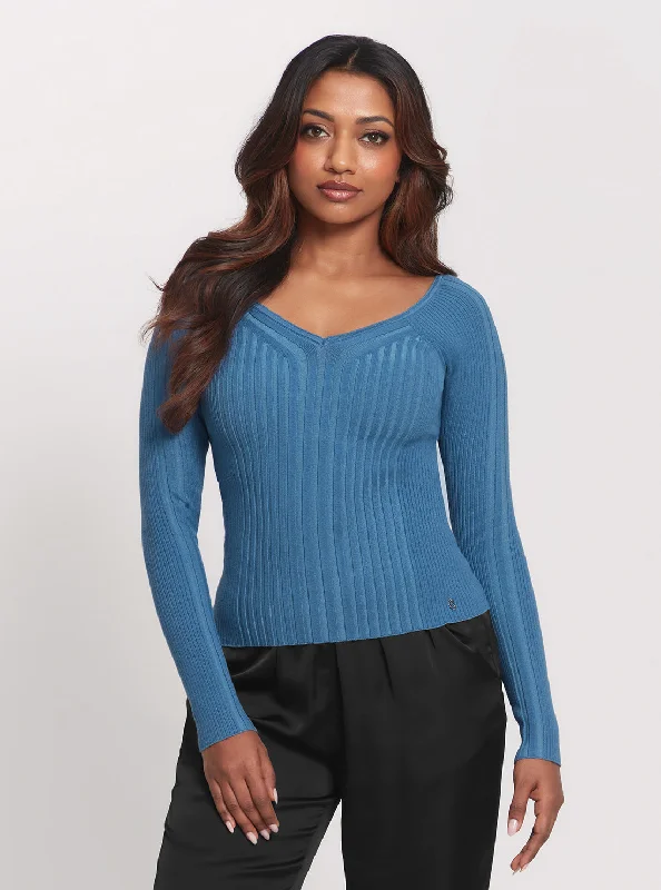 Blue Allie Long Sleeve Knit Top