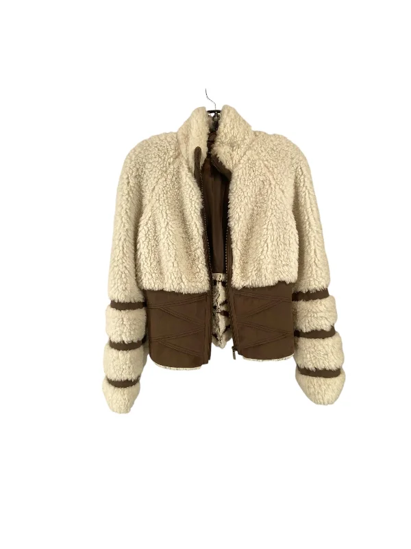 Jacket Faux Fur & Sherpa By Clothes Mentor In Cream, Size: S