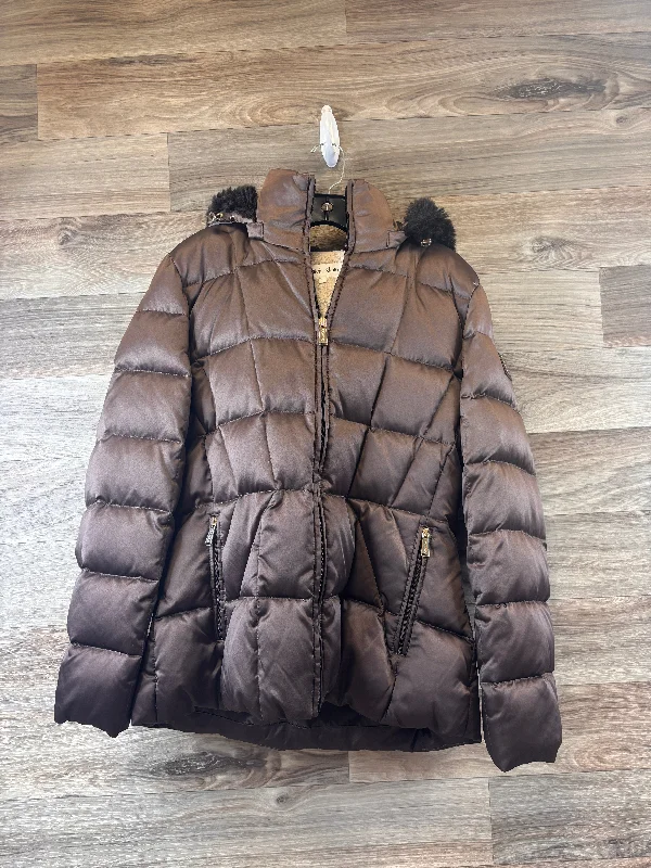 Jacket Puffer & Quilted By Calvin Klein In Brown, Size: L