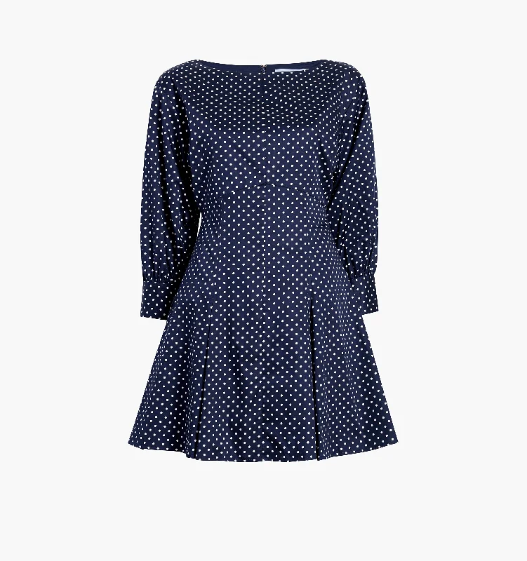 Navy Polka Dot Cotton Sateen