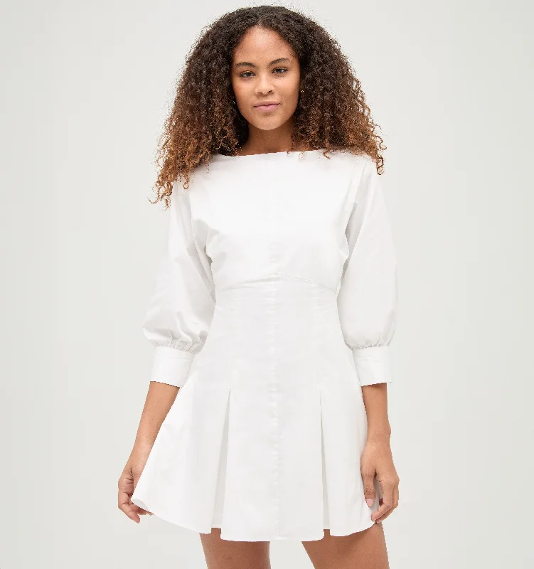 The Aveline Dress - White Cotton Sateen