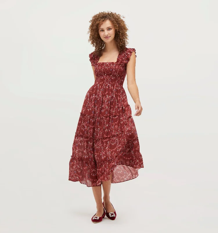 The Ellie Nap Dress - Garnet Charm Scallop Crinkle Chiffon