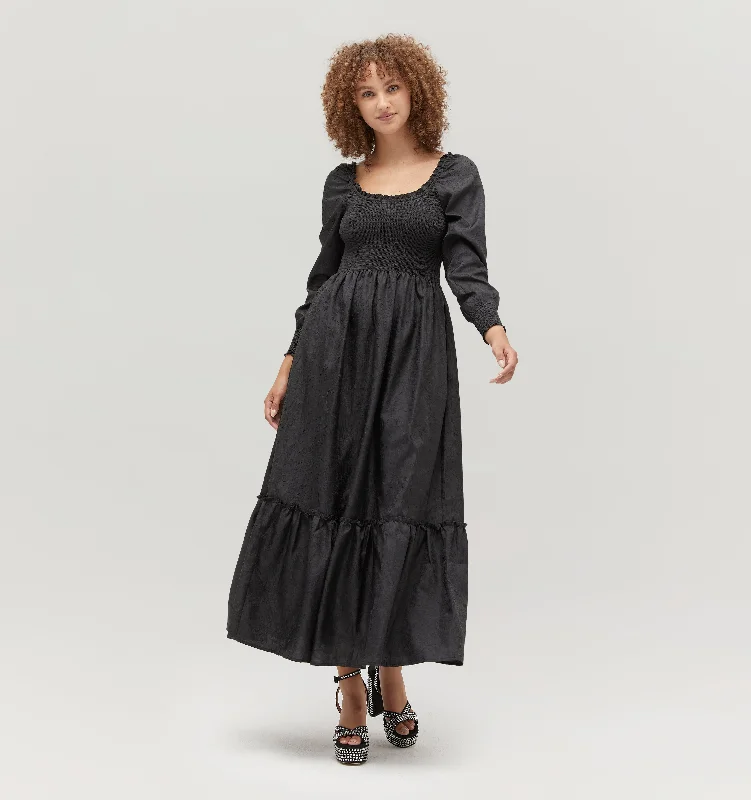 The Emily Nap Dress - Black Crushed Taffeta