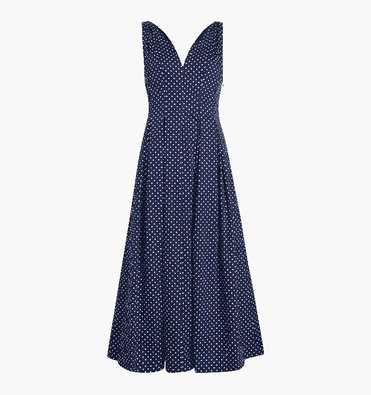 Navy Polka Dot Cotton Sateen