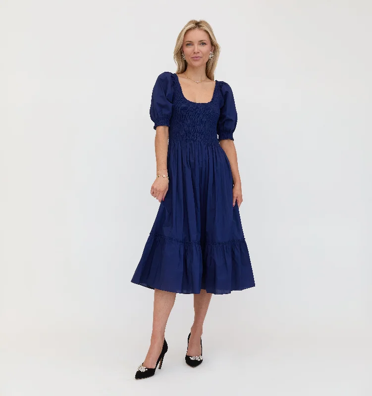 The Louisa Nap Dress - Navy Cotton