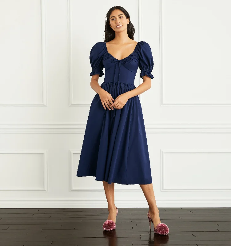 The Ophelia Dress - Navy Poplin