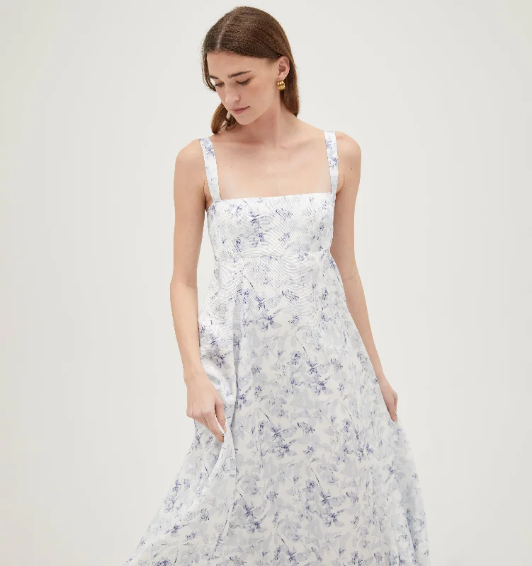 The Rowena Dress - Pressed Flowers Satin Faille