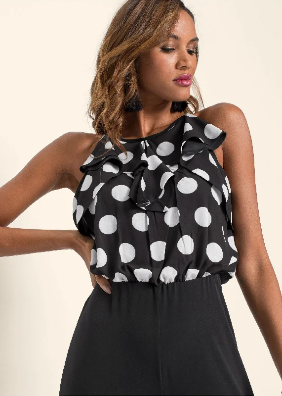 Polka-Dot Jumpsuit - Black & White