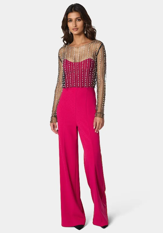 Studded Pearl Top And Palazzo Leg Jumpsuit