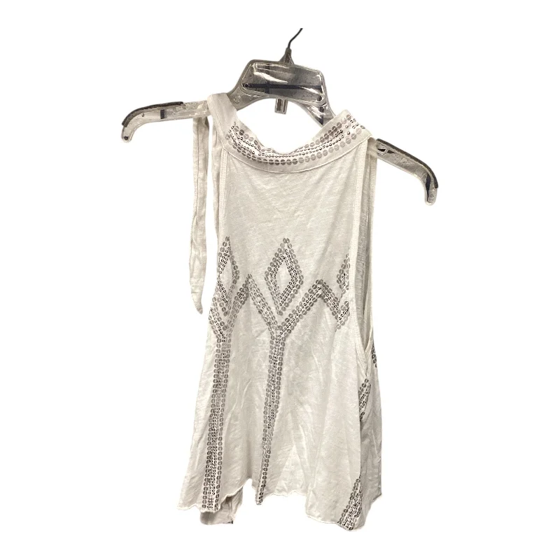 Top Sleeveless By Free People In Silver & White, Size: M