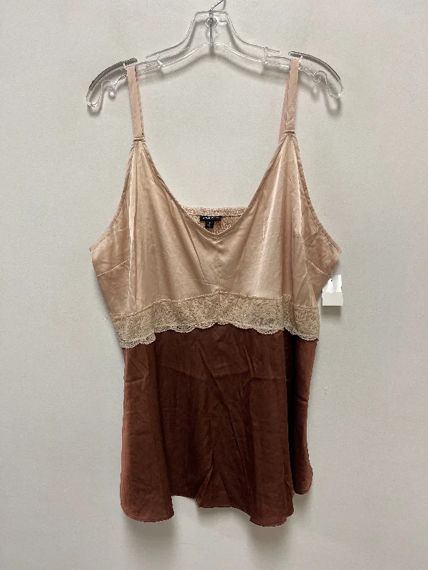 Top Sleeveless By Torrid In Brown & Cream, Size: 2x