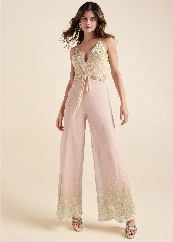 Ombre Sparkle Jumpsuit  - Pink Multi