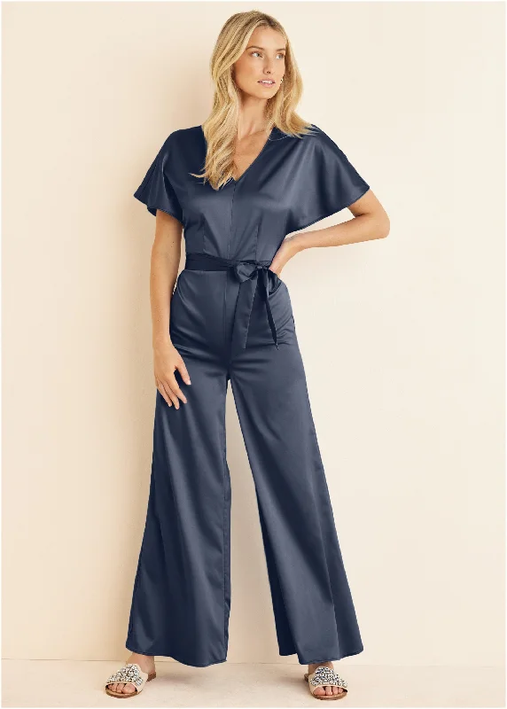 Flutter Sleeve Jumpsuit - Navy