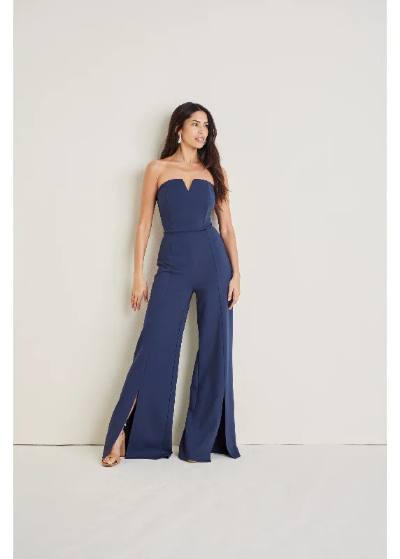 Front Slit Jumpsuit  - Navy