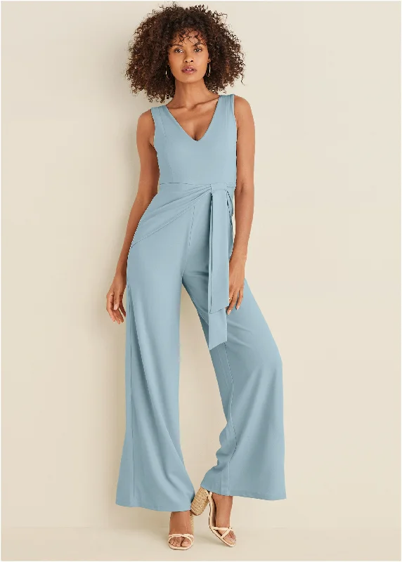 Wide Leg Jumpsuit - Light Blue