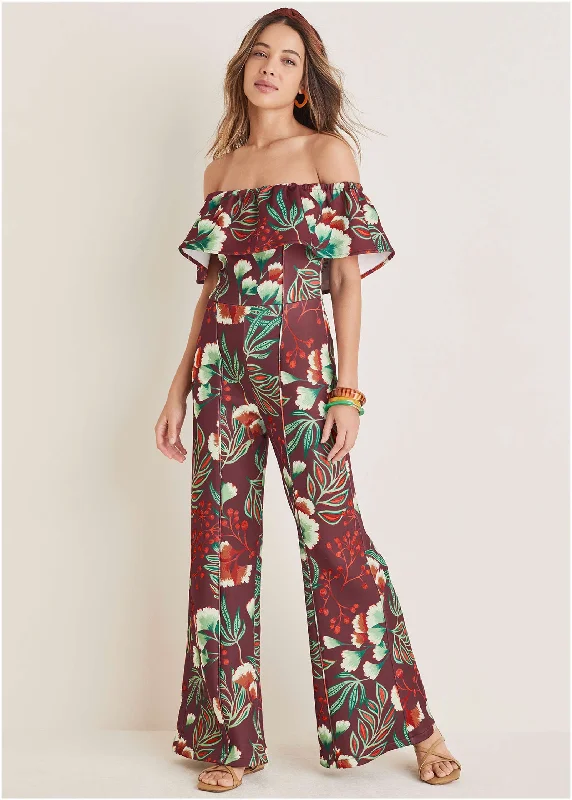 Off The Shoulder Jumpsuit - Lake Botanical