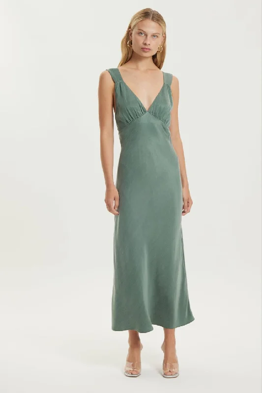 Third Form Magnetic Camisole Bias Slip Dress - Teal