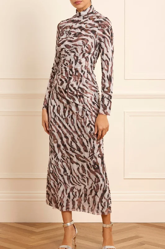 Zebra Turtleneck Ankle Gown