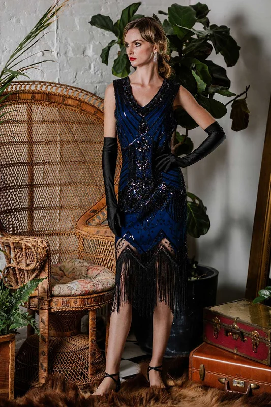 [US Warehouse] Blue 1920s Sequined Flapper Dress