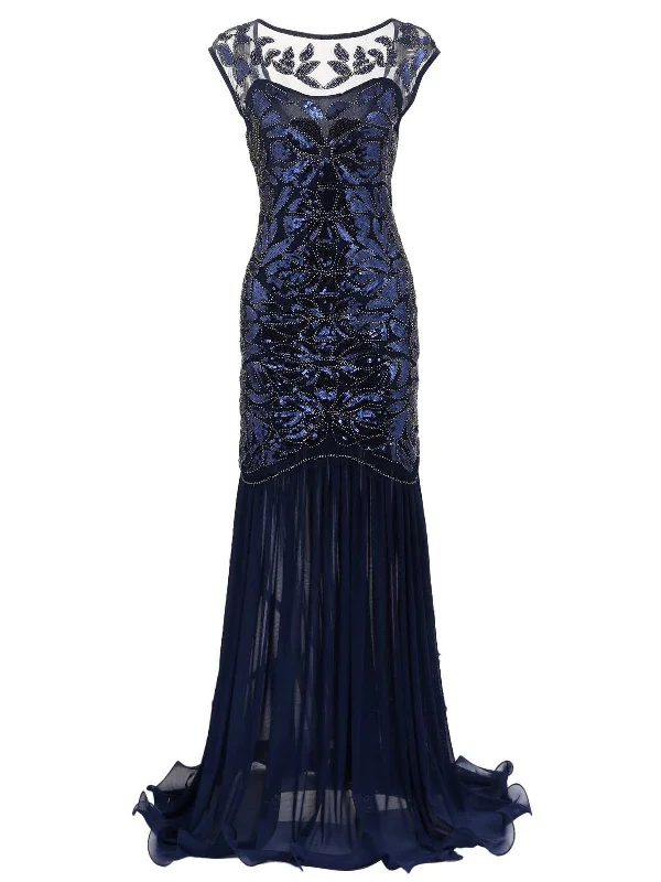 [US Warehouse] Blue 1920s Sequin Maxi Dress