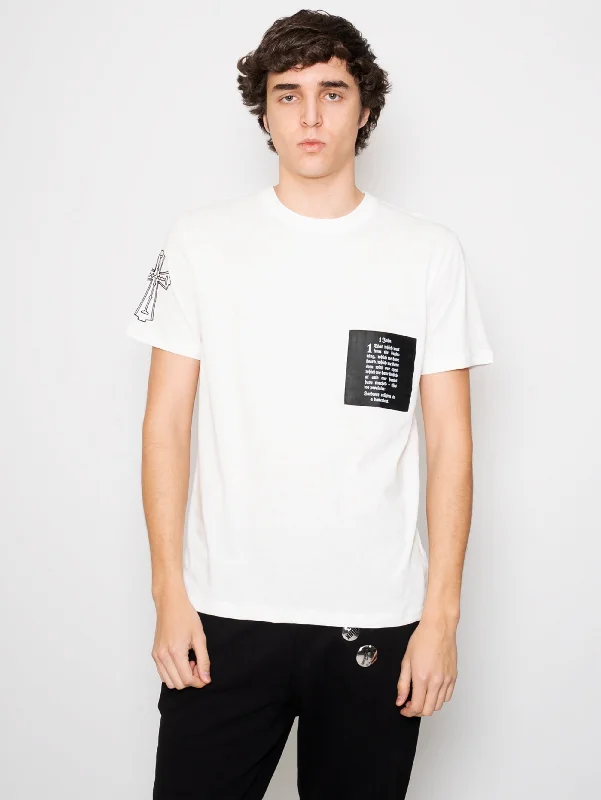 T-shirt con Stampe e Ricamo Bianco