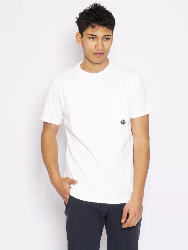 T-shirt con Taschino e Logo Bianco