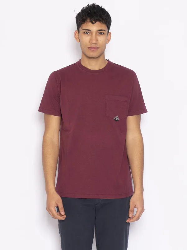 T-shirt con Taschino e Logo Bordeaux