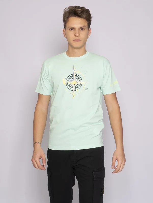 T-shirt con Stampa Logo Acqua