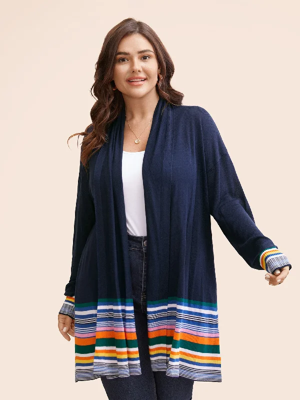 Supersoft Essentials Contrast Striped Patchwork Cardigan